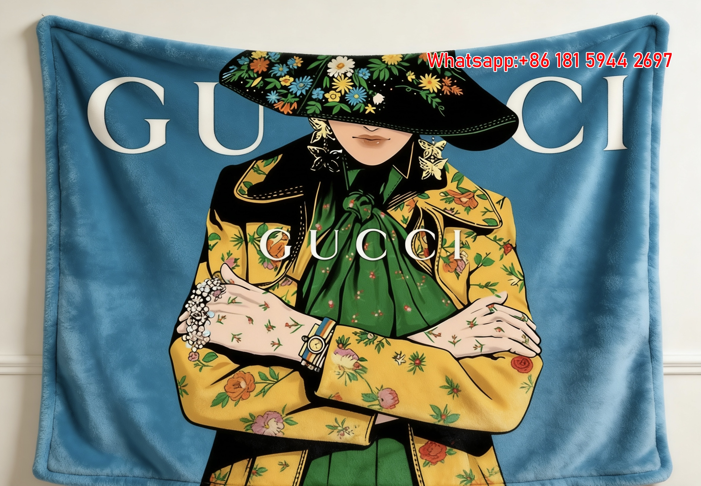 Gucci Floral Lady Tapestry Throw Blankets IMG_2935